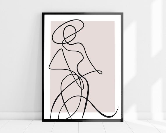 Abstract Woman's Body Line Art Print Fashion Figure Line – Etsy Italia For Lines Wall Art (View 9 of 15)