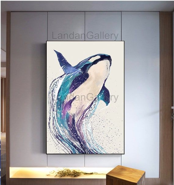Acquerello Splash Whale Wall Art Stampabile Abstract Whale – Etsy Italia In Whale Wall Art (View 5 of 15)