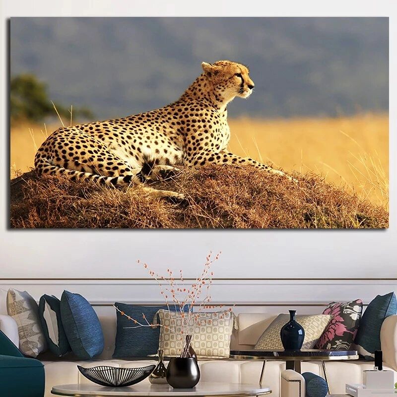 Affiche Cheetah, Peinture Sur Toile Avec Animaux Sauvages, Images  Décoratives Pour Salon, Décor Mural Pour La Maison | Aliexpress Throughout Cheetah Wall Art (View 15 of 15)