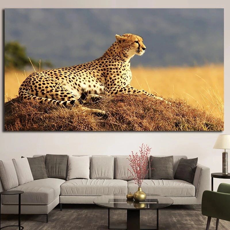 Affiche Cheetah, Peinture Sur Toile Avec Animaux Sauvages, Images  Décoratives Pour Salon, Décor Mural Pour La Maison | Aliexpress Within Cheetah Wall Art (View 4 of 15)