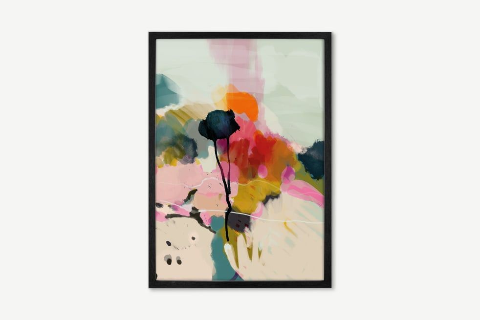 Ana Rut Bre, 'abstract Landscape Floral', Illustration Et Cadre Noir Format  A3 | Made Throughout Floral Illustration Wall Art (View 13 of 15)
