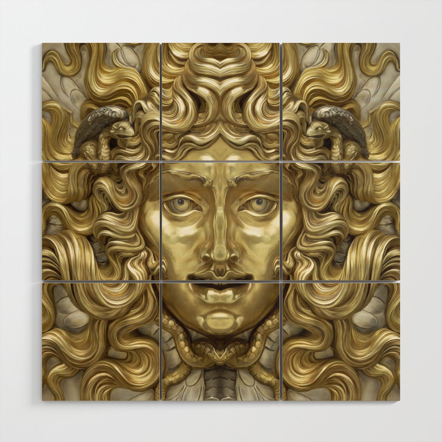 "ancient Golden And Silver Medusa Myth" Wood Wall Artmar Cantón |  Society6 Intended For Medusa Wood Wall Art (View 4 of 15)