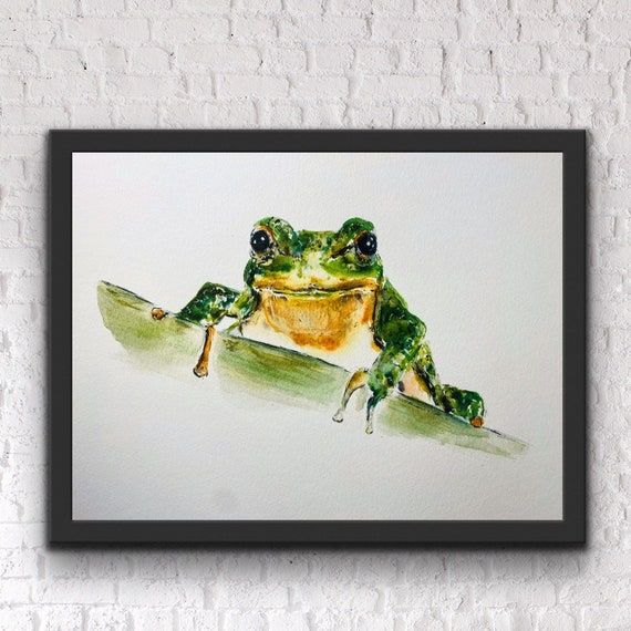 Aquarelle Tree Frog Wall Art Print Frog On A Log Aquarelle – Etsy France Inside Frog Wall Art (View 3 of 15)