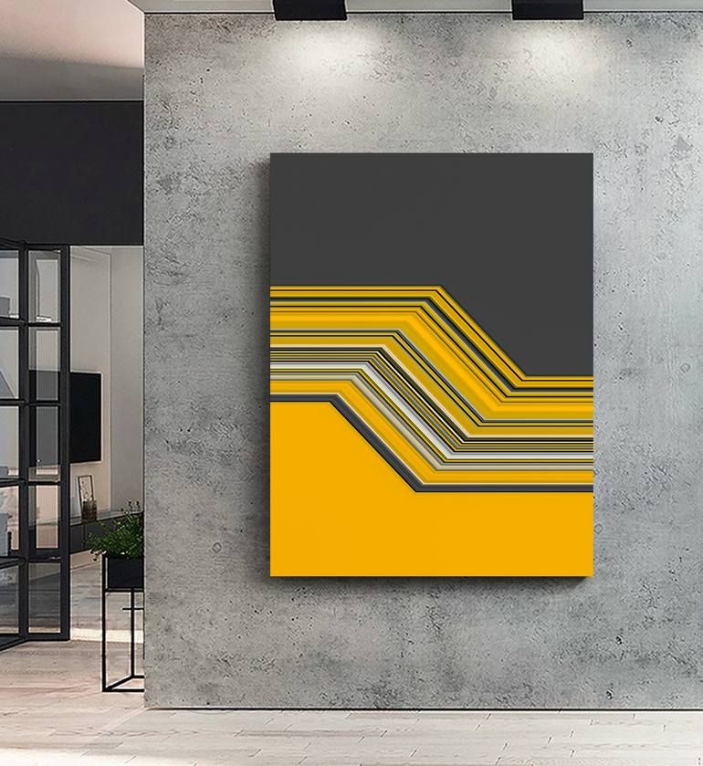 Bauhaus Lines Grey & Yellow Abstract Paintingandrea Pallang | Saatchi  Art With Regard To Line Abstract Wall Art (View 8 of 15)
