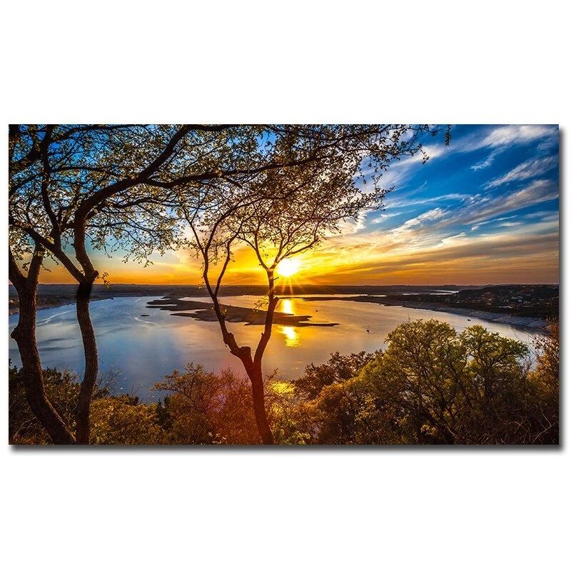 Beautiful Sunset Landscape Paintings On Canvas Wall Art Posters And Prints  Natural Scenery Cuadros Picture For Living Room Decor|painting &  Calligraphy| – Aliexpress With Regard To Sunset Landscape Wall Art (View 8 of 15)