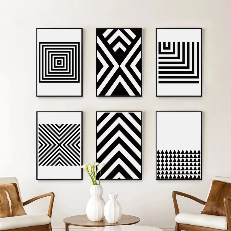 Black And White Abstract Geometric Pattern Canvas Art Painting Print Poster  Picture Wall Office Bedroom Modern Home Decor A2a3a4|painting &  Calligraphy| – Aliexpress Regarding Abstract Pattern Wall Art (View 5 of 15)