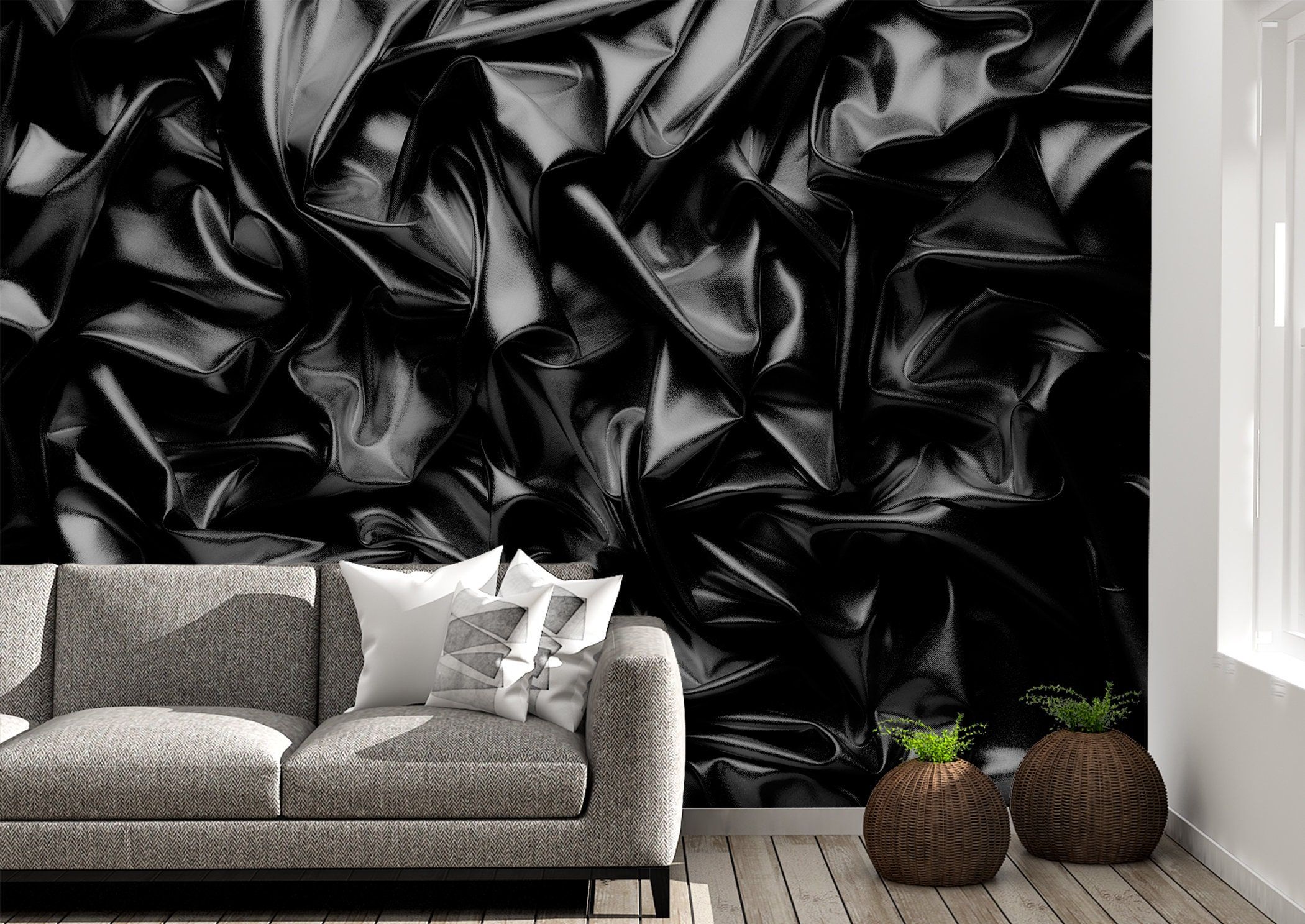 Black Wallpaper Modern Wall Art Living Room Decor Wall Paper – Etsy Throughout Abstract Pattern Wall Art (View 2 of 15)