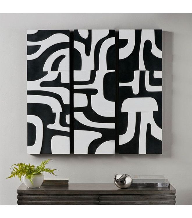 Black & White Abstract Wood 3 Piece Wall Art With Regard To Abstract Wood Wall Art (View 14 of 15)