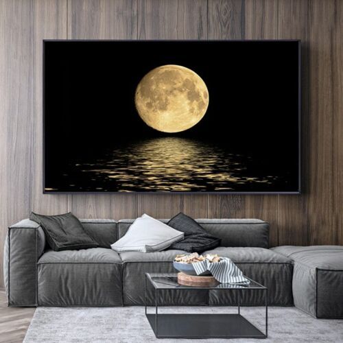 Black White Moon Canvas Painting Modern Wall Art Home Decor Posters &  Prints Art | Ebay In The Moon Wall Art (View 4 of 15)