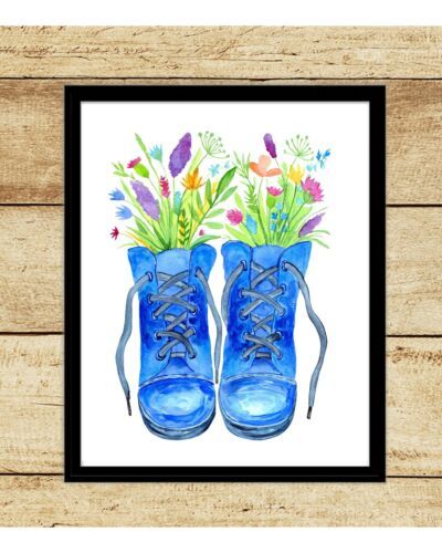 Blue Boots With Flowers Unframed Watercolor Print Wall Art Decor Spring  Summer | Ebay In Spring Summer Wall Art (View 7 of 15)