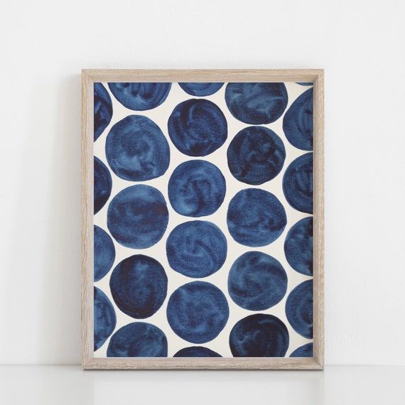 Blue Dots Pattern Wall Art Print / Arte Acquerello / Arte – Etsy Italia Within Dots Wall Art (View 7 of 15)
