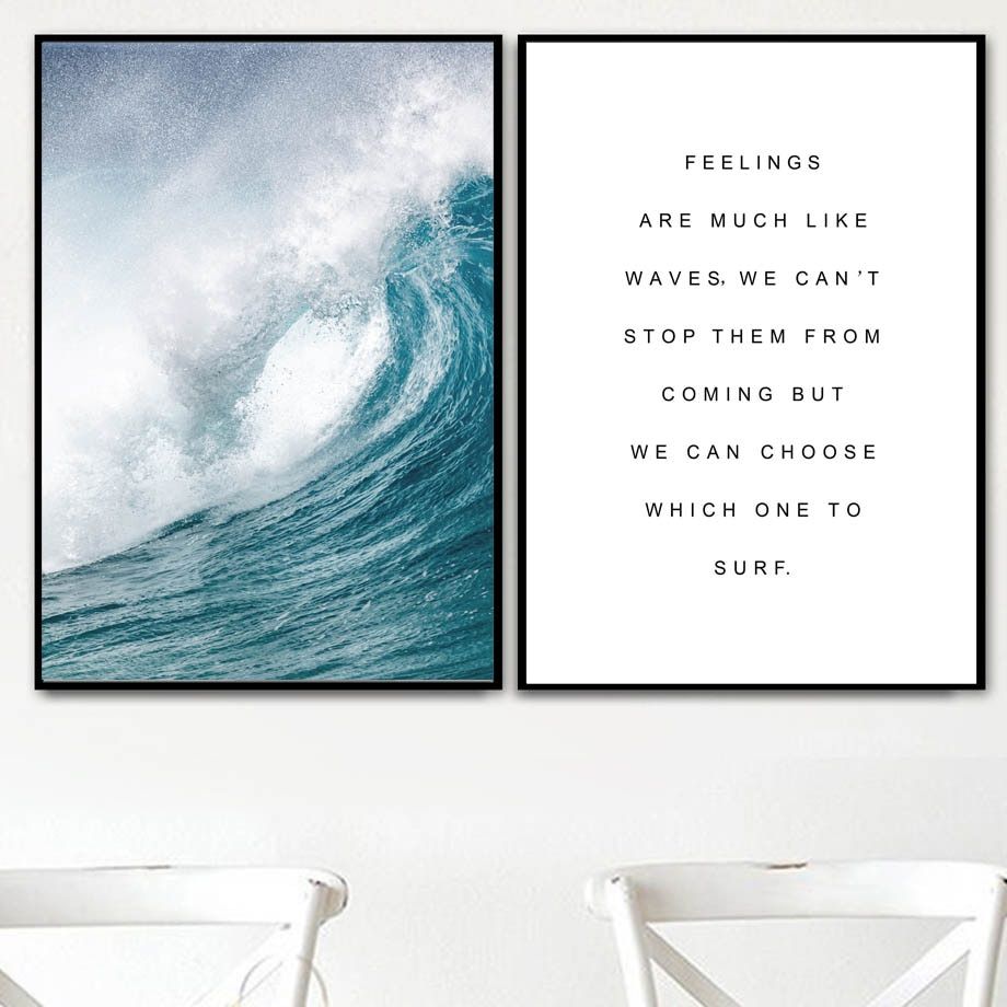 Blue Sea Wave Surf Quote Paesaggio Wall Art Canvas Painting Nordic Poster E  Stampe Immagini A Parete Per Soggiorno Home Decor|pittura E Calligrafia| –  Aliexpress Intended For Waves Wall Art (View 3 of 15)