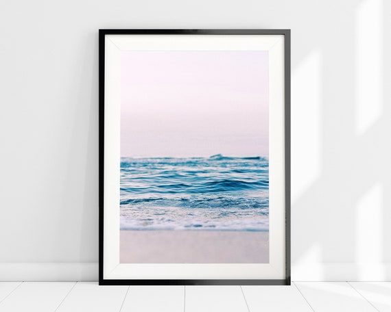 Blush Pink Ocean Art Print Waves Wall Art Pink Blue Beach – Etsy Italia With Regard To Waves Wall Art (View 5 of 15)