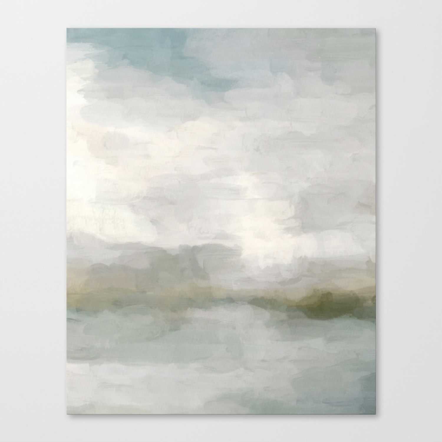 Break In The Weather Ii – Modern Abstract Painting, Light Teal, Sage Green  Gray Cloudy Weather Ocean Canvas Printrachel Elise | Society6 With Light Sage Wall Art (View 12 of 15)