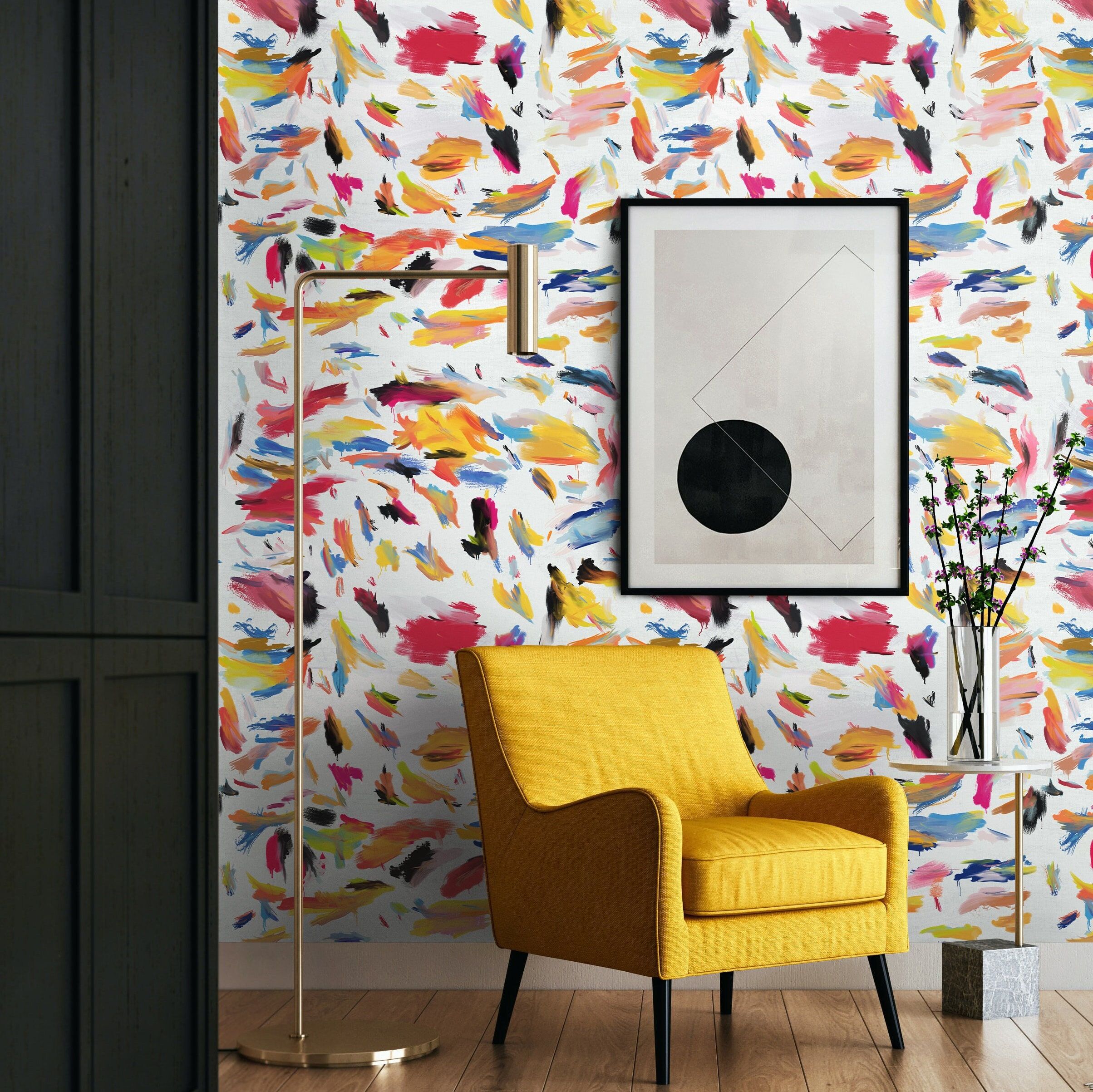 Brushstroke Print Artistic Wallpaper For Modern Wall Art – Etsy Inside Abstract Pattern Wall Art (View 4 of 15)