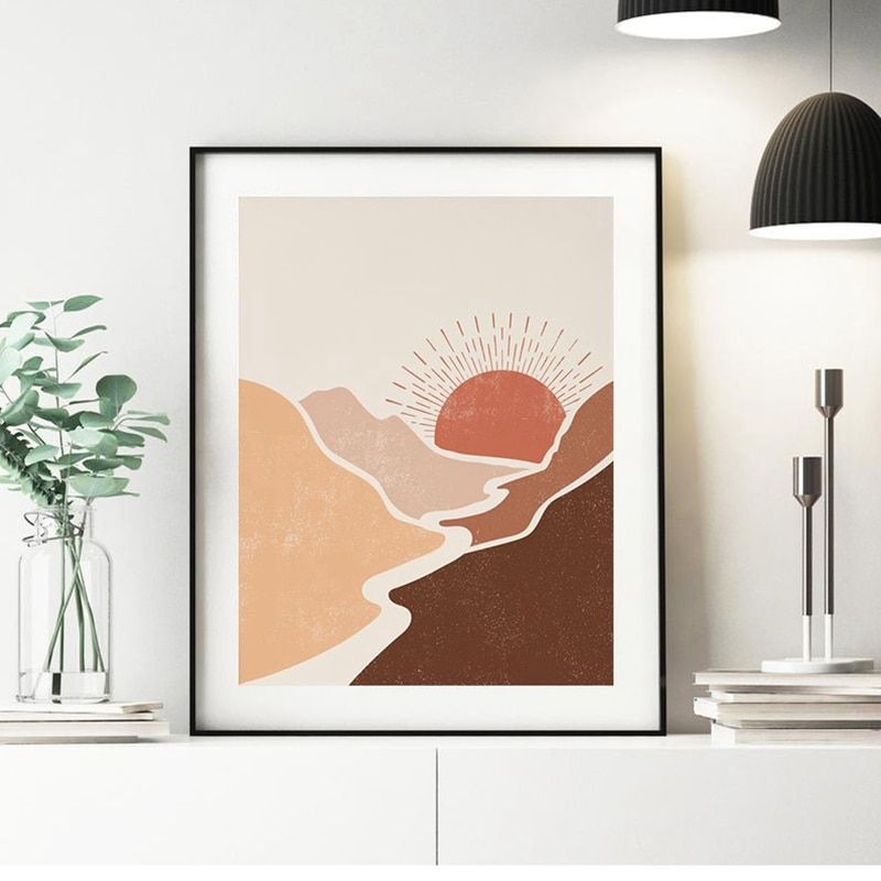 Burnt Orange Abstract Print Sun Mountains Landscape Poster Modern Boho Wall  Art Canvas Painting Nordic Picture Living Room Decor – Painting &  Calligraphy – Aliexpress Pertaining To Sun Abstraction Wall Art (View 3 of 15)
