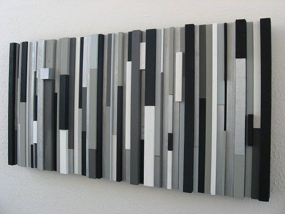 Buy Custom Modern Wood Wall Art Sculpture Black White Greys Silver, Made To  Order From Shari Butalla, Llc | Custommade Throughout Black Wood Wall Art (View 5 of 15)