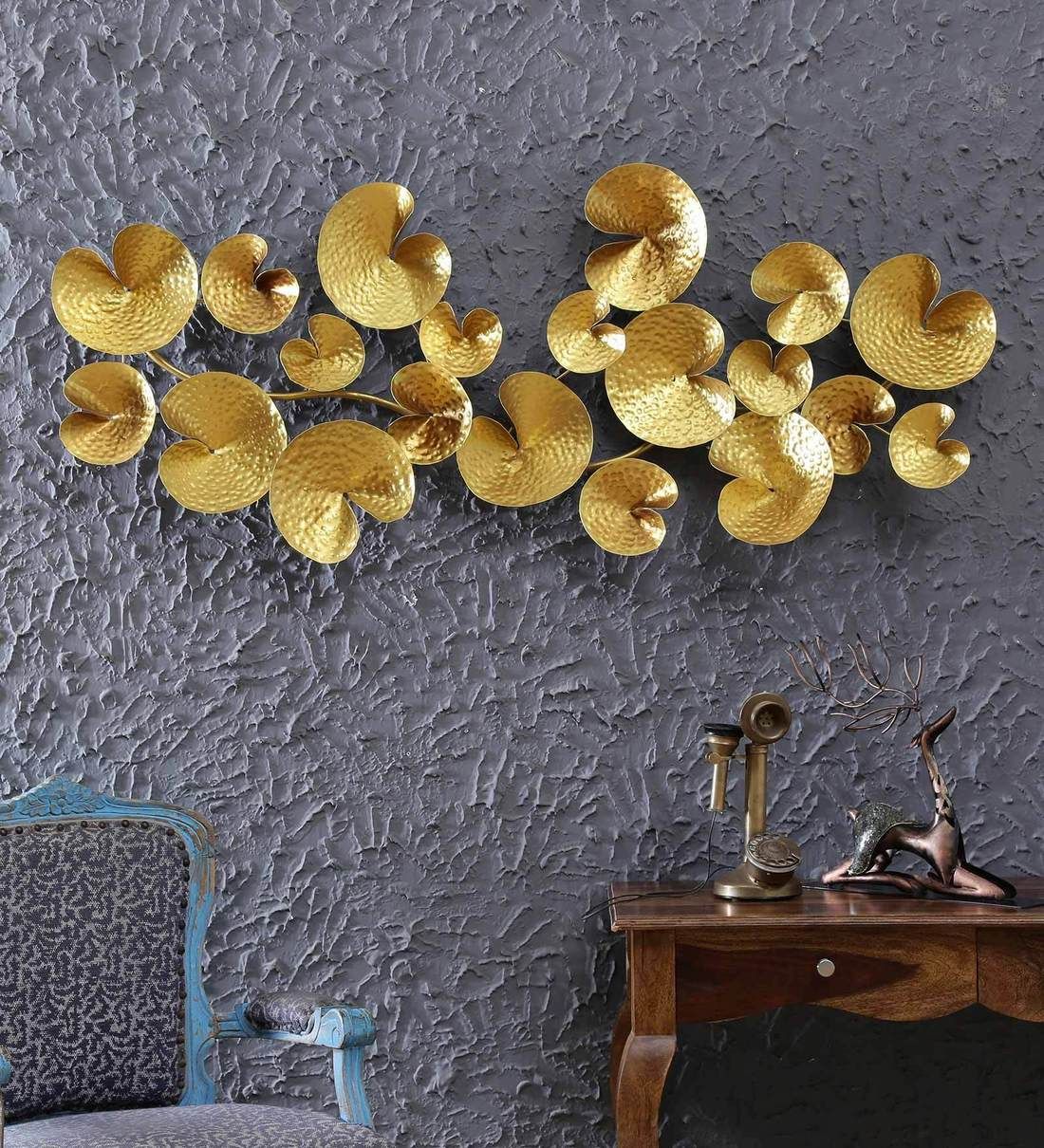 Buy Wrought Iron Abstract Wall Art In Goldmalik Design Online –  Abstract Metal Art – Metal Wall Art – Home Decor – Pepperfry Product With Regard To Golden Wall Art (View 12 of 15)