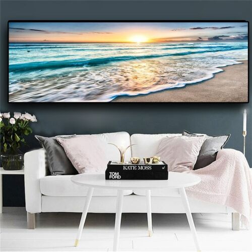 Canvas Painting Natural Gold Beach Sunset Landscape Posters And Prints Wall  Art | Ebay Intended For Sunset Landscape Wall Art (View 11 of 15)