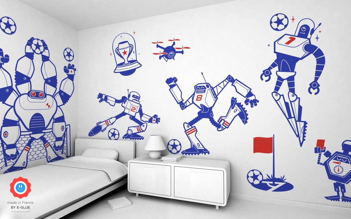 Captain Robot Wall Stickers For Baby Nursery Wall Decor Within Robot Wall Art (View 8 of 15)