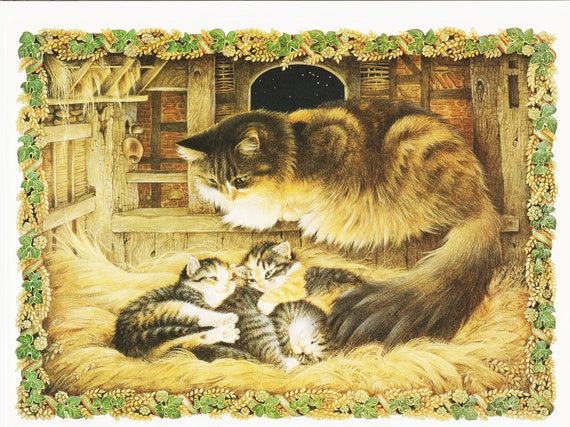 Cat Wall Art Cat Illustration Vintage Cat Picture Cats In – Etsy France Pertaining To Cats Wall Art (View 4 of 15)