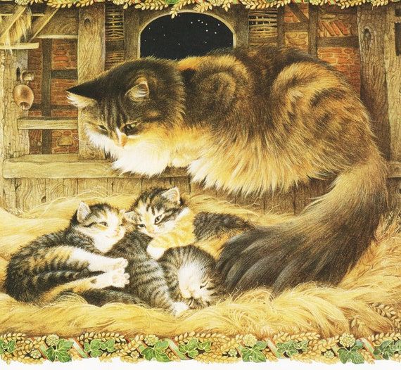 Cat Wall Art Cat Illustration Vintage Cat Picture Cats In – Etsy France Within Cats Wall Art (View 14 of 15)