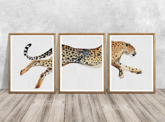 Cheetah Print Set Of 3 Cheetah Art Cheetah Wall Art Big Cat – Etsy Throughout Cheetah Wall Art (View 11 of 15)