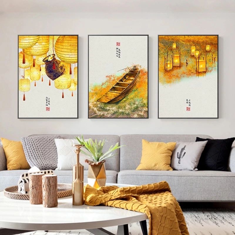 Chinese Landscape Poster Print Boat Lantern Leaves Canvas Painting Wall Art  Retro Picture For Living Room Modern Home Decor – Painting & Calligraphy –  Aliexpress For Poster Print Wall Art (View 2 of 15)