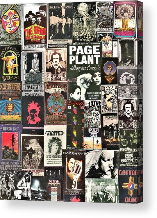 Classic Rock Posters In Shades Of Black Collage 17 Acrylic Printdoug  Siegel – Pixels With Regard To Classic Rock Wall Art (View 13 of 15)