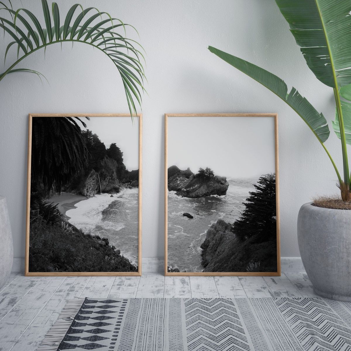 Coastal Paradise Framed Wall Art (set Of 2), Black And White Tropical Art,  Botanical Art, Nature Art – Choose Size And Frame Color – Wall Art, Hanging Wall  Decor, Home Decor – Bestofbharat Inside Tropical Paradise Wall Art (View 8 of 15)