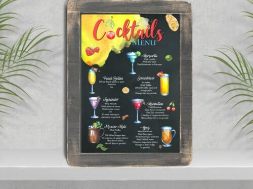 Cocktail Bar Ricette Menu Wall Art Print Sign (b) | Ebay Within Cocktails Wall Art (View 14 of 15)
