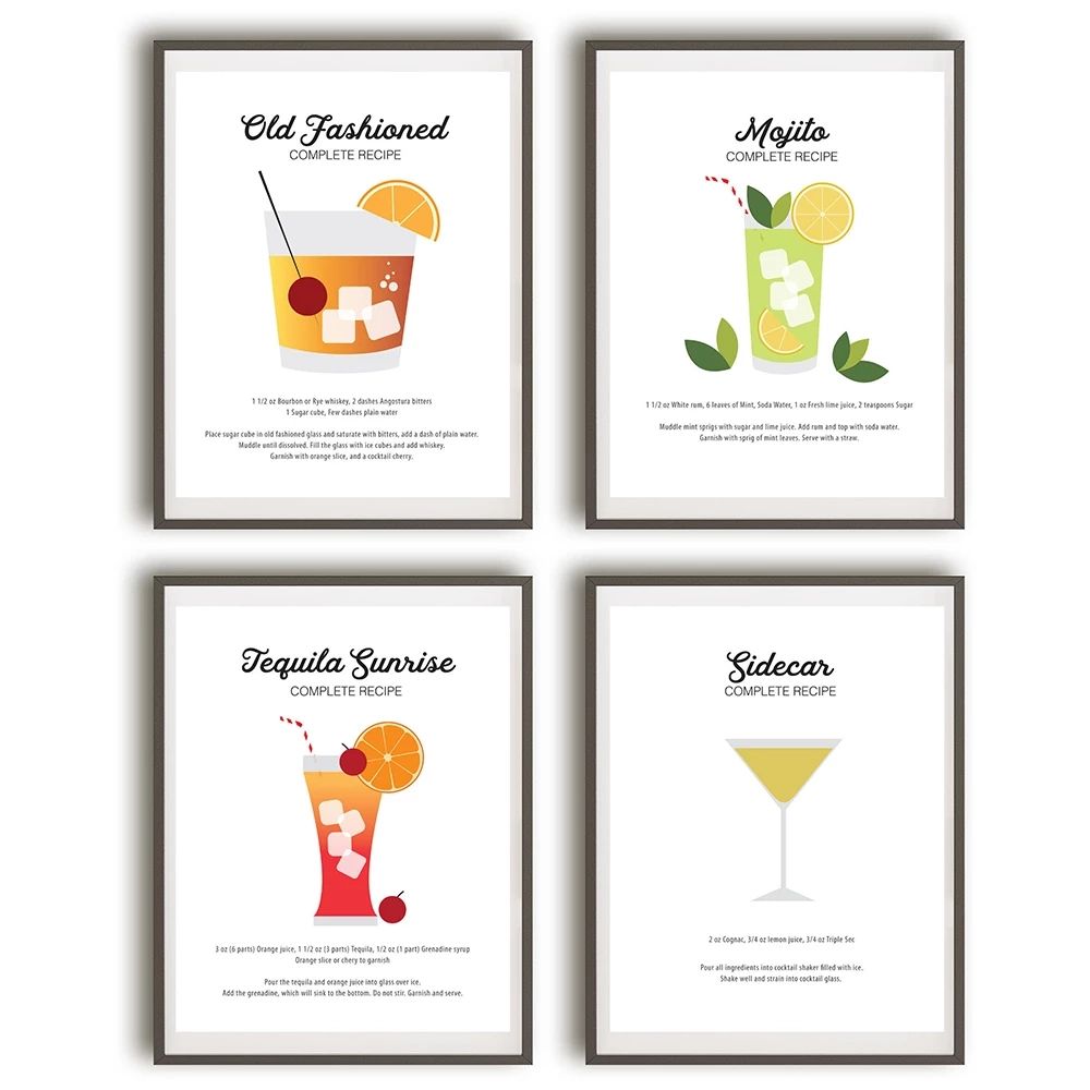 Cocktail Wall Art Prints Cocktail Classici Alcol Poster Cucina Wall Art  Canvas Painting Pictures Mix Drinks Gift Bar Decor|pittura E Calligrafia| –  Aliexpress With Cocktails Wall Art (View 2 of 15)