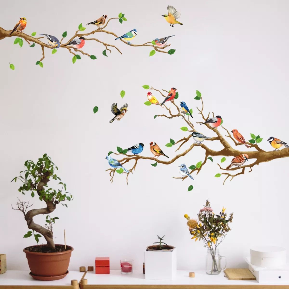 Colored Branches And Birds Wall Stickers For Bedroom Living Room Office  Background Wall Sofa Decorative Wall Art Stickers Pvc – Aliexpress Home &  Garden With Regard To Colorful Branching Wall Art (View 12 of 15)