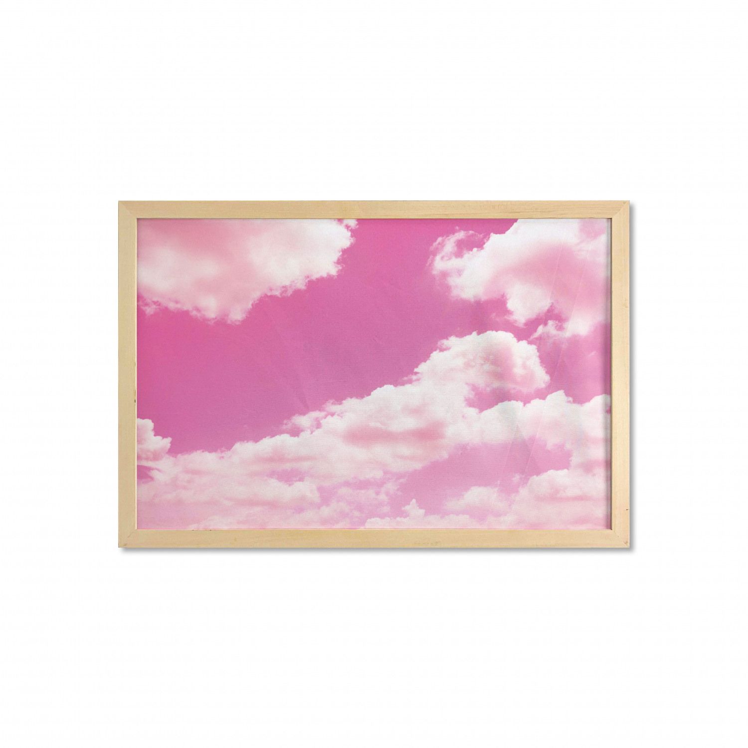 Coral Wall Art With Frame, Pink Sky With Clouds Conceptual Airy Fantasy  Dream Soft Spring Sunset, Printed Fabric Poster For Bathroom Living Room  Dorms, 35" X 23", Pale Coral Pink,ambesonne – Within Pink Sky Wall Art (View 9 of 15)