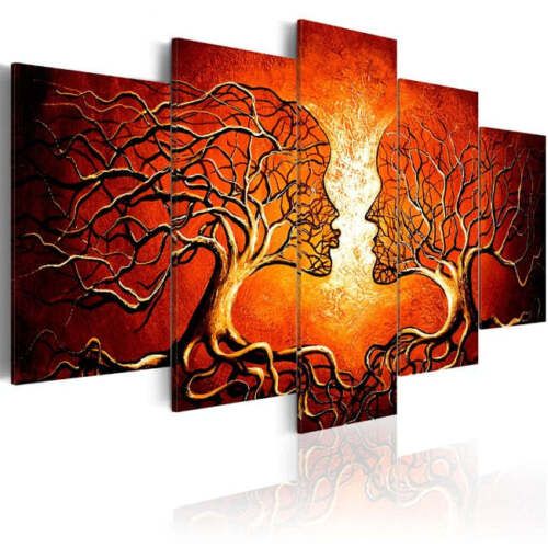 Couleur Rouge Arbre Human Branches Encadrée 5 Pièce Toile Wall Art | Ebay With Colorful Branching Wall Art (View 1 of 15)