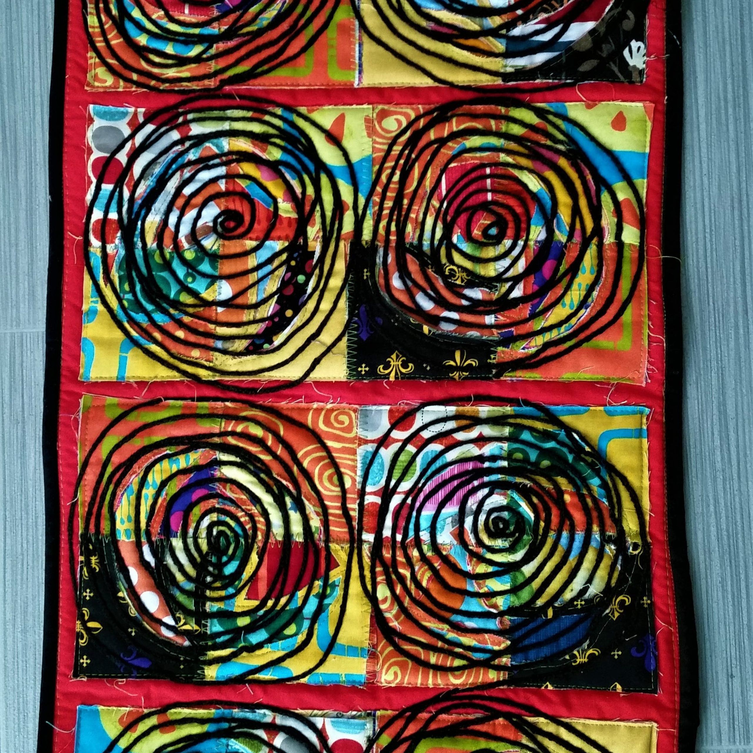 Crazy Quilt Art Quilt Circles Spiral Design Multi Color Wall – Etsy For Spiral Circles Wall Art (View 10 of 15)