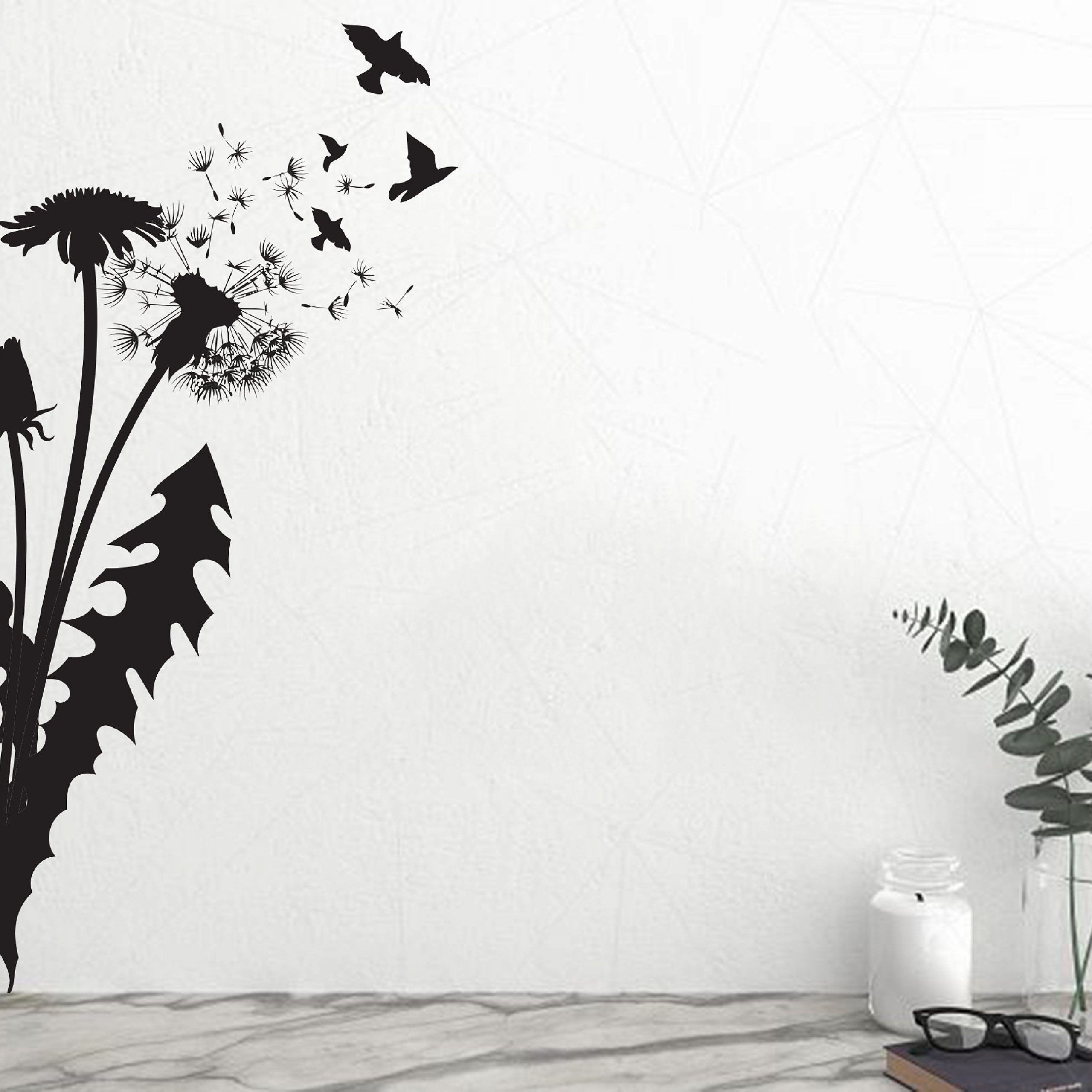Dandelion And Flying Birds Wall Art Decor Dandelion Wall Decal – Etsy  Ireland Within Flying Dandelion Wall Art (View 11 of 15)