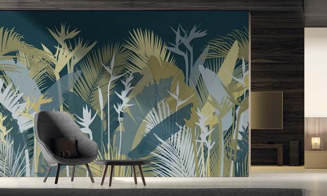 Dark Tropical Leaves Wall Mural Wallpaper | Extradecor In Abstract Tropical Foliage Wall Art (View 15 of 15)