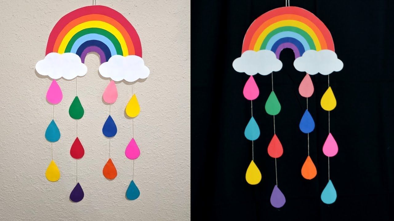 Diy – Easy Rainbow Wall Hanging With Paper || Paper Crafts || Wall Deco  | Diy Wall Hanging Crafts, Handmade Wall Hangings Crafts, Diy Paper Crafts  Decoration Pertaining To Rainbow Wall Art (View 2 of 15)