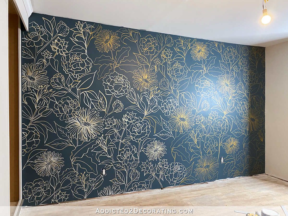 Diy Hand Drawn Floral Line Drawing Wall Mural (part 1 – Progress) –  Addicted 2 Decorating® Within Hand Drawn Wall Art (View 9 of 15)
