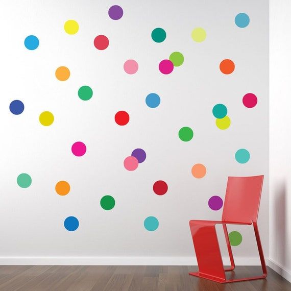 Dots Wall Decals Confetti Rainbow Polka Dot Wall Stickers – Etsy Italia Intended For Dots Wall Art (View 1 of 15)