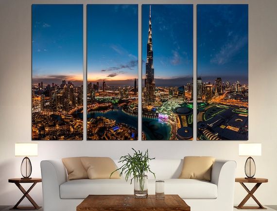 Dubai Wall Art Dubai Office Decor Night City Wall Art – Etsy Italia Pertaining To Town Wall Art (View 4 of 15)