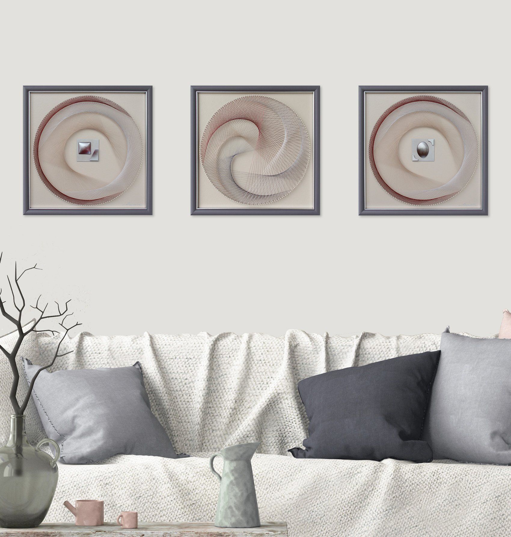 Elegant Wall Decor – Set In Grey & Brown – Abstract String Art Within Elegant Wall Art (View 13 of 15)
