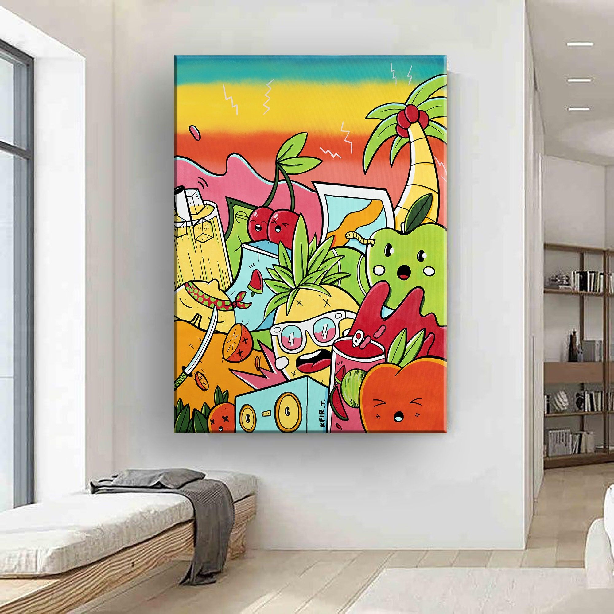 Extra Large Graffiti Style Wall Art Vertical Colorful Street – Etsy Throughout Graffiti Style Wall Art (View 1 of 15)