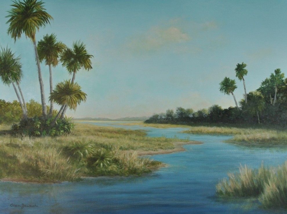 Florida Landscape Painting, Tropical Wall Art, Large Original Fine Art –  Tropical – Paintings  Alan Zawacki Fine Art (the Tropical Artist) |  Houzz Inside Tropical Landscape Wall Art (View 13 of 15)