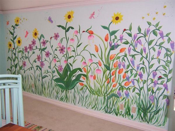 Flower Garden Wall Murals Design | Wall Murals | Pinterest | Wall  |  Garden Mural, Wall Murals Painted, Wall Murals Pertaining To Flower Garden Wall Art (View 9 of 15)