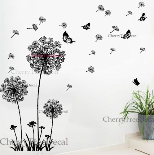 Flying Dandelion Fleur Papillon Wall Decal Stickers Home Art Decor Living  Room | Ebay Within Flying Dandelion Wall Art (View 1 of 15)