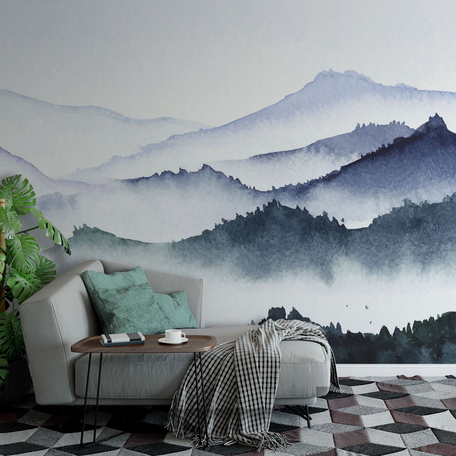 Fogs Between Mountains – Wall Mural, Pvc Free Wall Covering – Wall Murals,  Wall Paper Decor, Home Decor – Bestofbharat For Mountains In The Fog Wall Art (View 13 of 15)