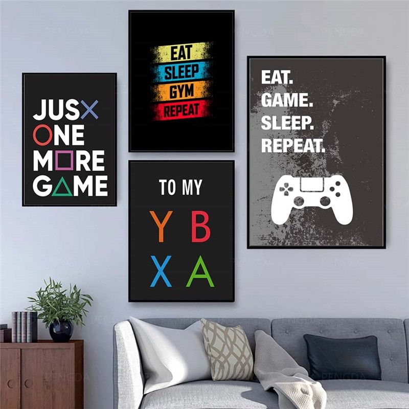 Fun Video Games Wall Art Paintings Printed On Canvas For Game Zone –  Canvaspaintart Regarding Games Wall Art (View 9 of 15)
