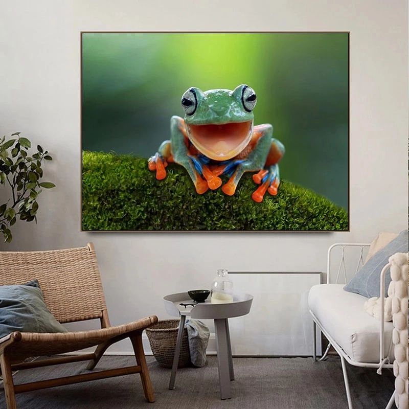 Funny Frog Wall Art Pictures Smile Frogs Painting On Canvas Leaves Animal  Posters And Prints For Living Room Home Decor Cuadros – Painting &  Calligraphy – Aliexpress For Frog Wall Art (View 9 of 15)